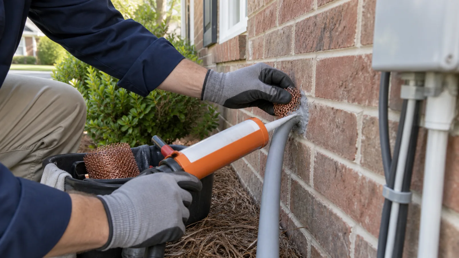Sealing rodent entry points during pest control for rats